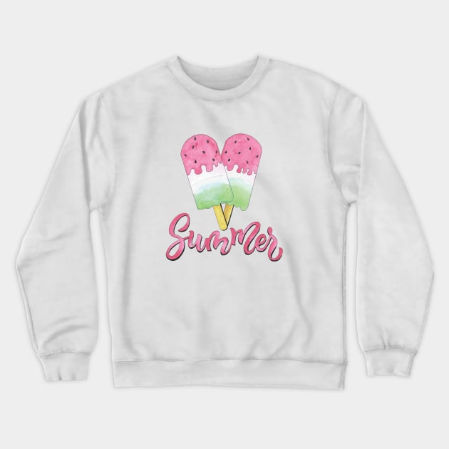 Summer Popsicle Ice Pops Ice Cream Watermelon Crewneck Sweatshirt by HotPinkStudio.Me